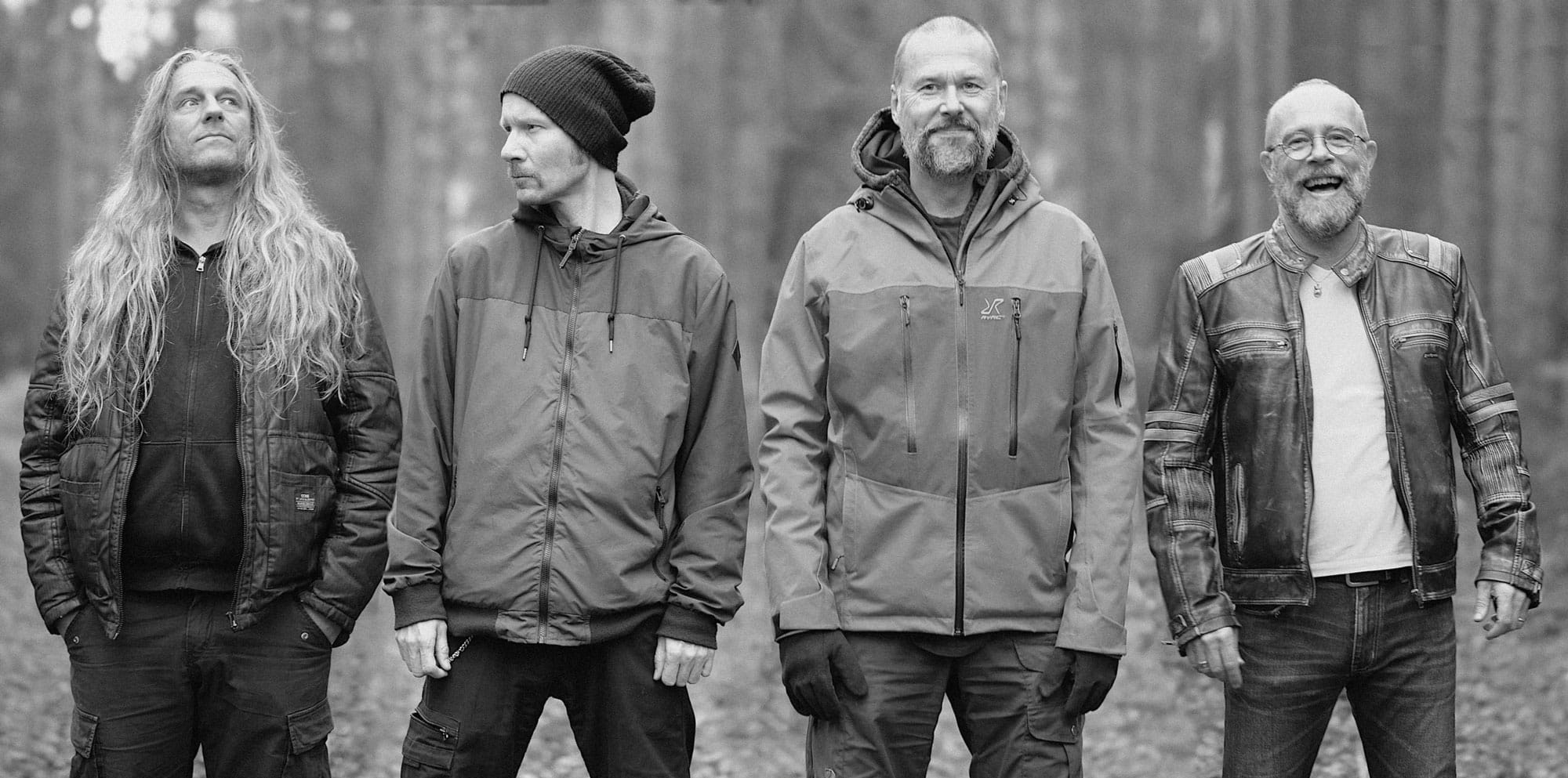Band photo of Swedish prog band Ritual in a forrest